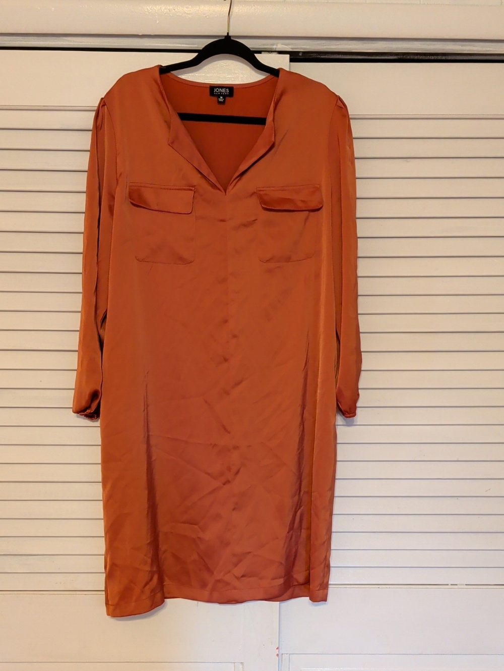 Jones New York Burnt Orange Long Sleeve Shift Dress